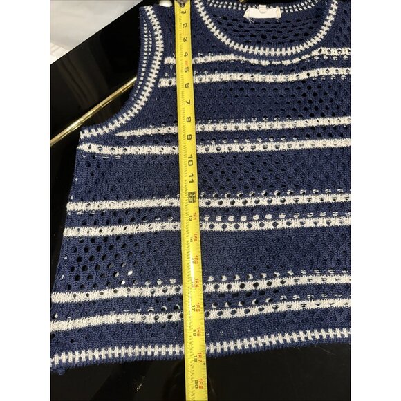 Solitaire Navy Blue/White Striped Crocheted 2-Piece Maxi Skirt & Top XL - Picture 12 of 14